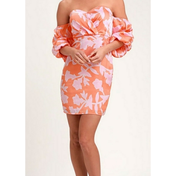 🌺NWT🌺Lulu's Floral Print Off the Shoulder Dress - Picture 3 of 7